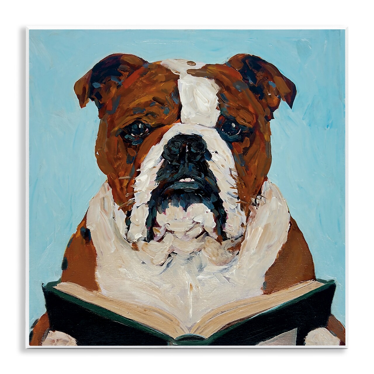 Stupell Industries Bulldog Reading Book Wall Plaque, design by Studio Bautista